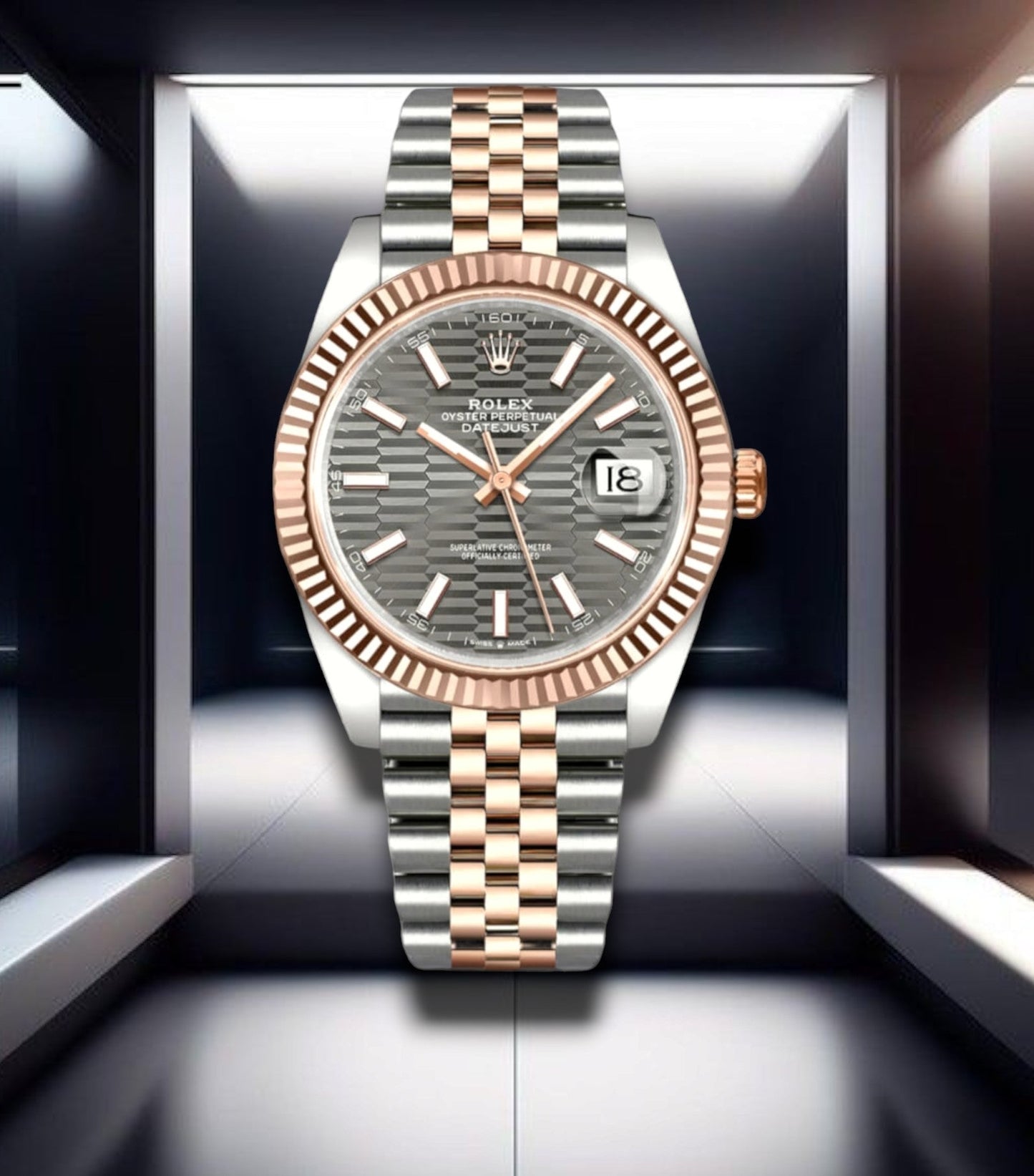 Datejust 41 Steel &amp; Everose Gold Slate Fluted-Motif Jubilee 