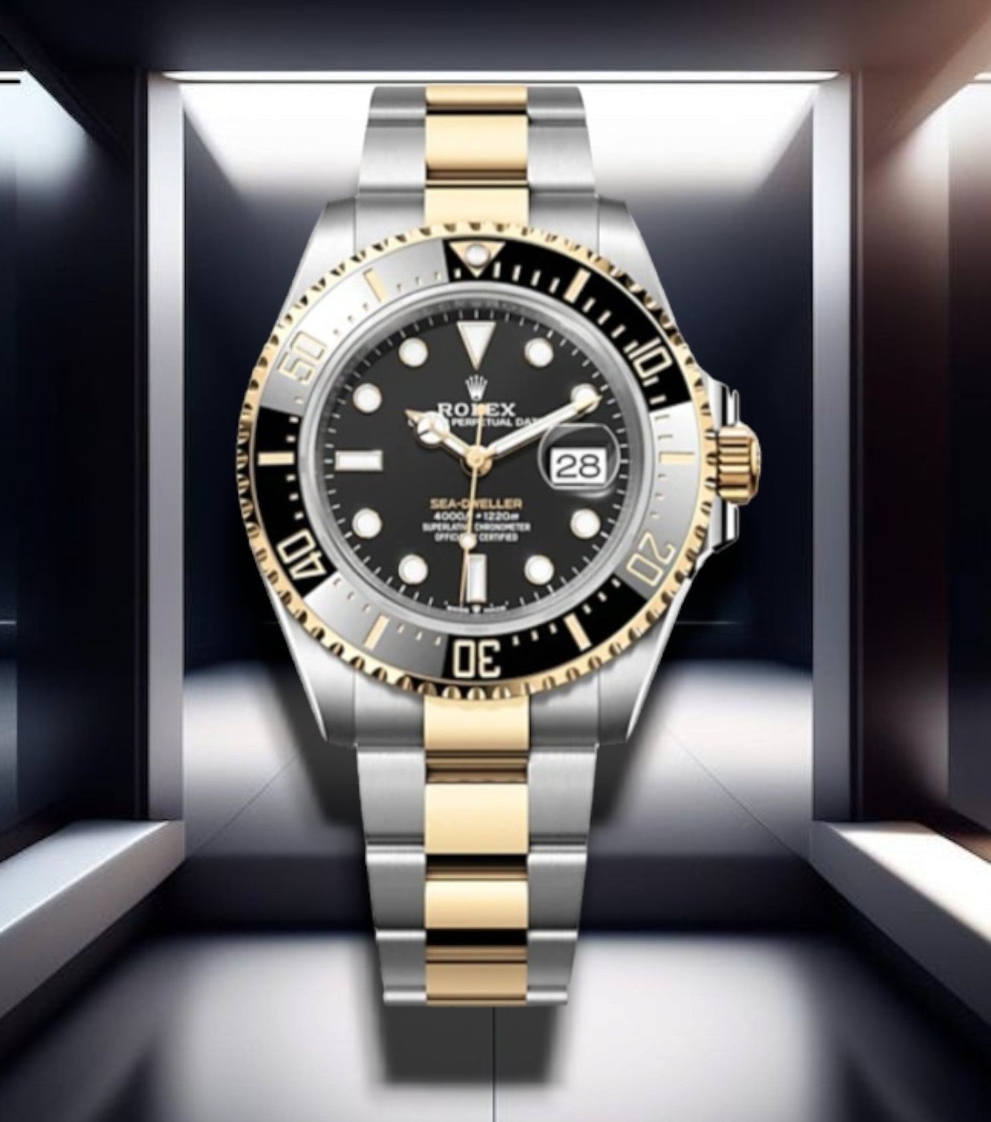 Sea Dweller Two Tone Yellow Gold Black Dial Ceramic Bezel 43mm