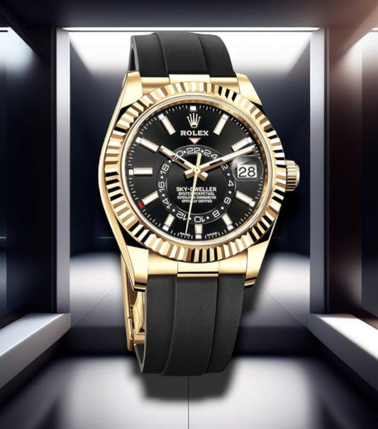 Sky Dweller Oysterflex Gold Case Black Dial 42mm 