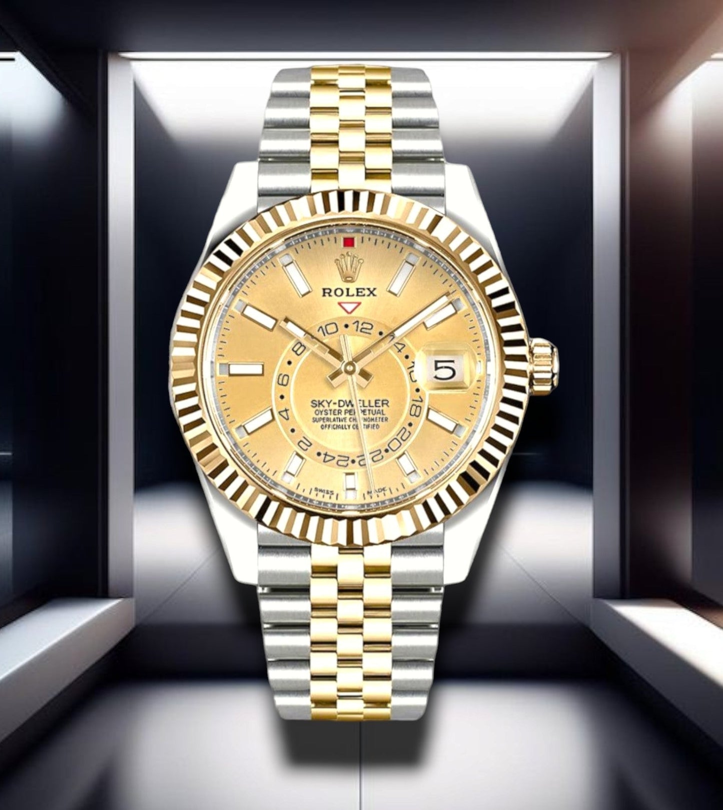 Sky Dweller Two Tone Yellow Gold Champagne Dial Jubilee 42mm 