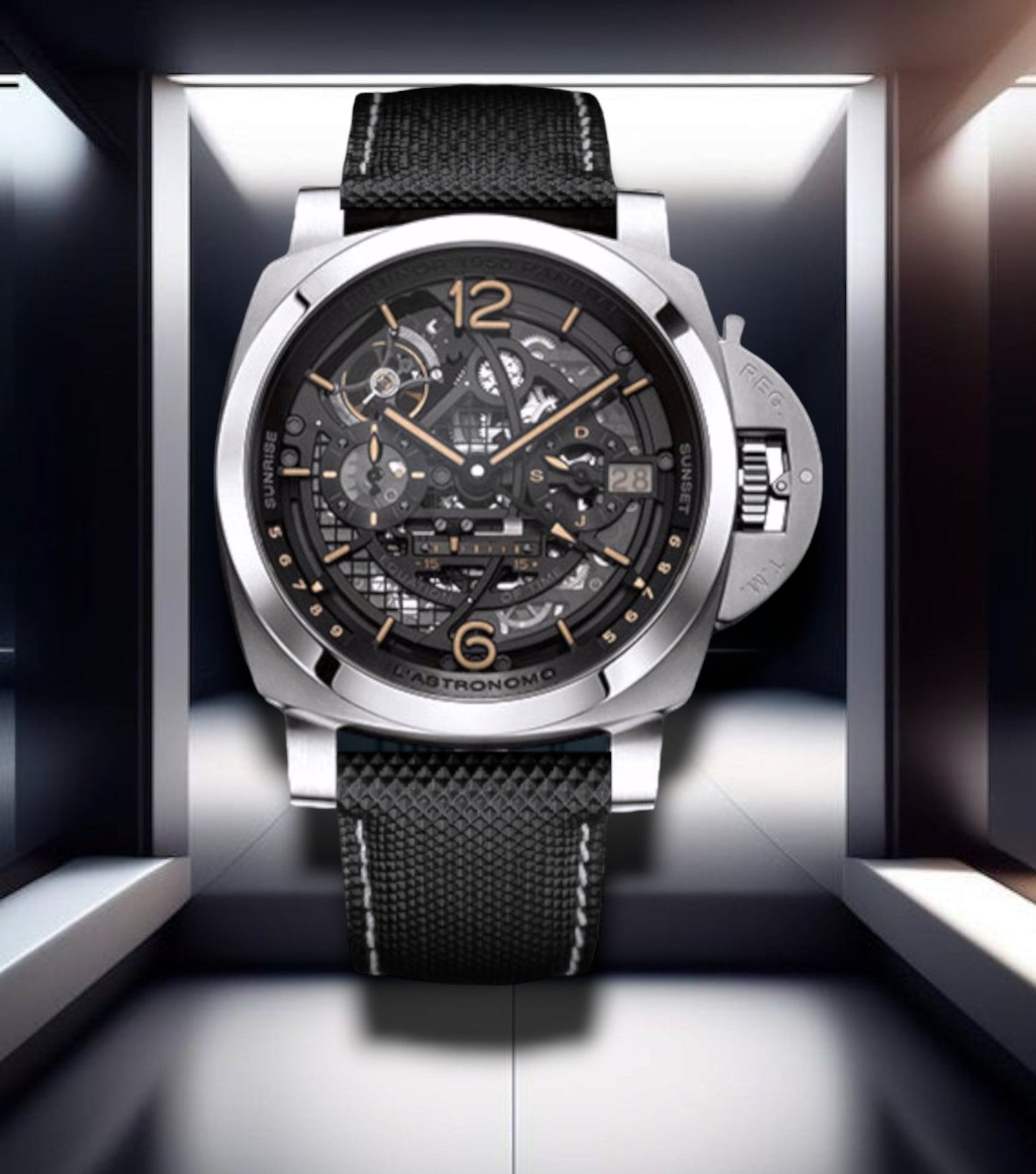 Panerai L'Astronomo Luminor 1950 Tourbillon Moon Phases Equation Of Time GMT 50mm