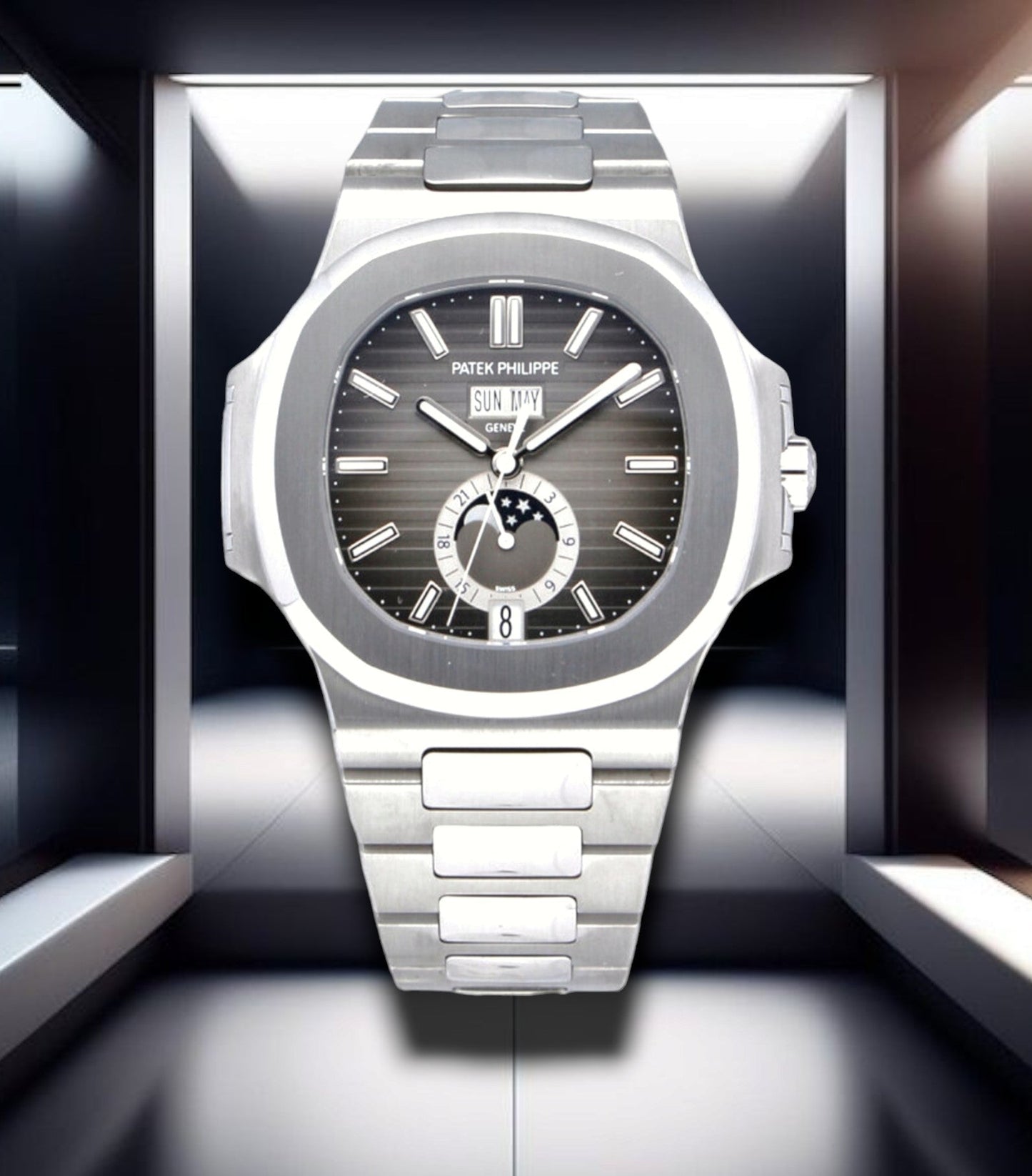 Patek Philippe Nautilus Annual Calendar Moon Phases Gray Dial 40.5mm 