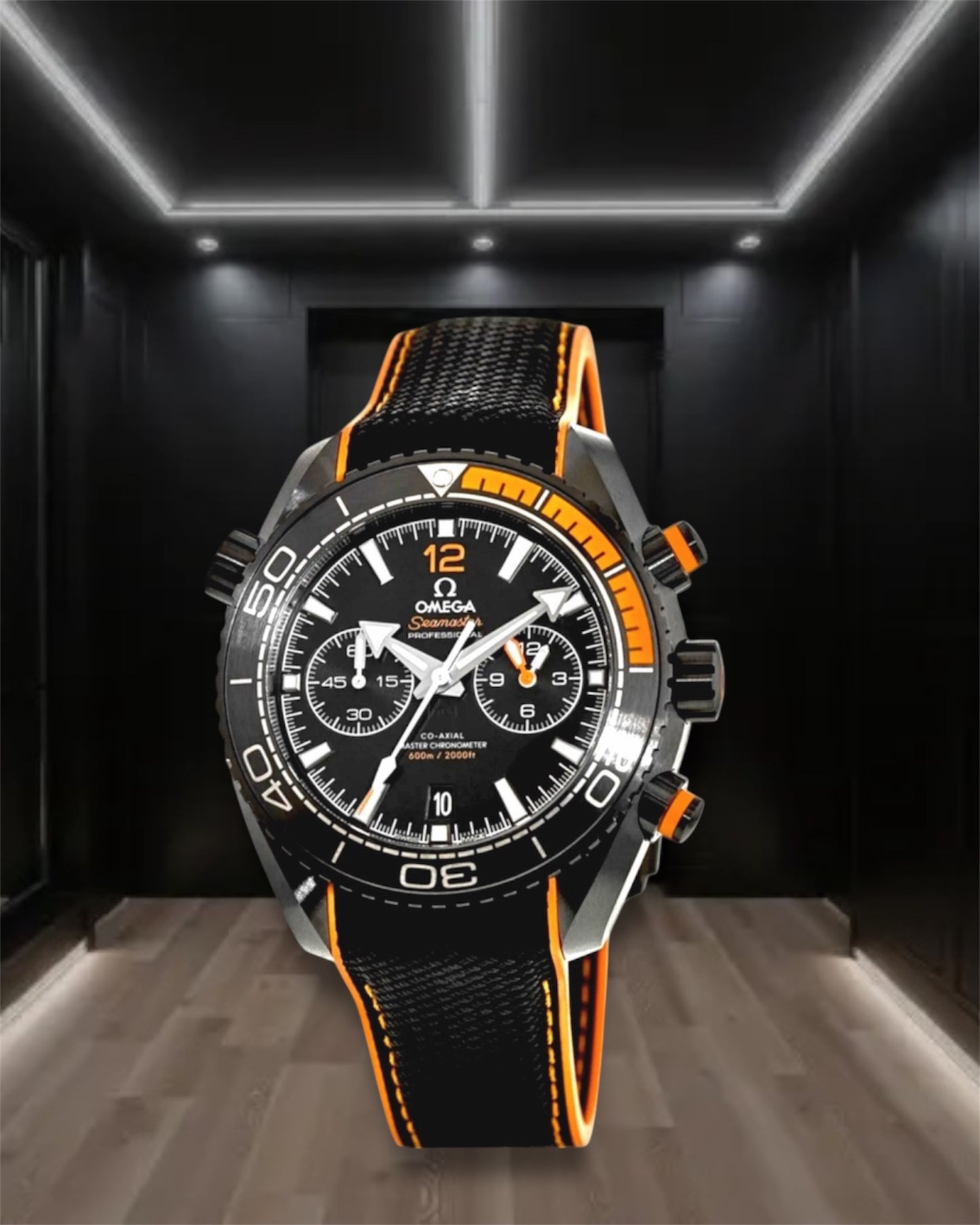Omega Seamaster Planet Ocean Deep Black Dial Ceramic Orange Rubber Strap 45.5mm