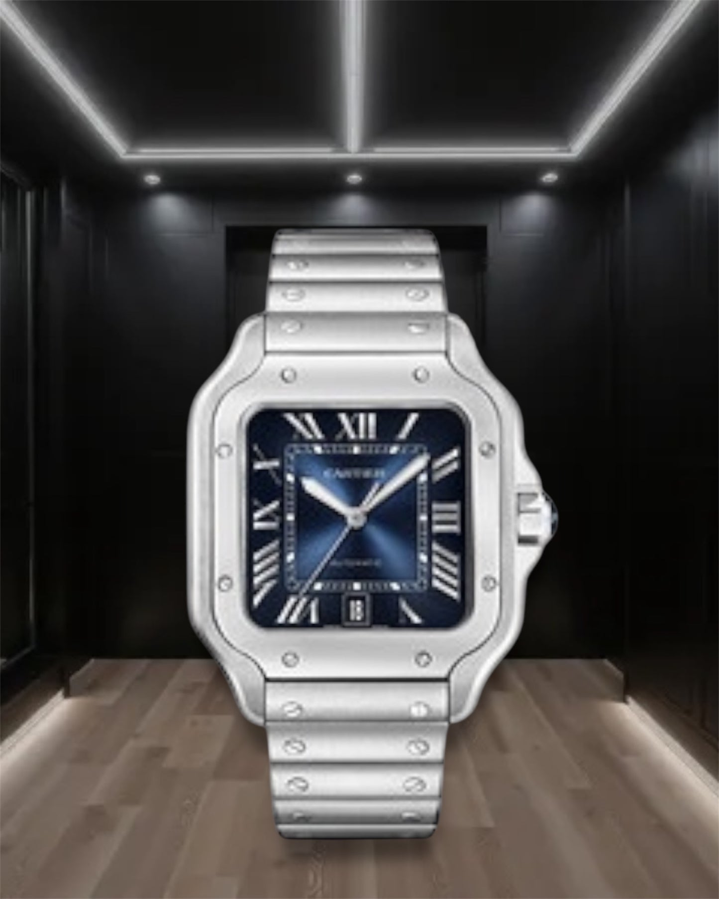 Cartier Santos De Cartier Large Steel Blue Dial 40mm