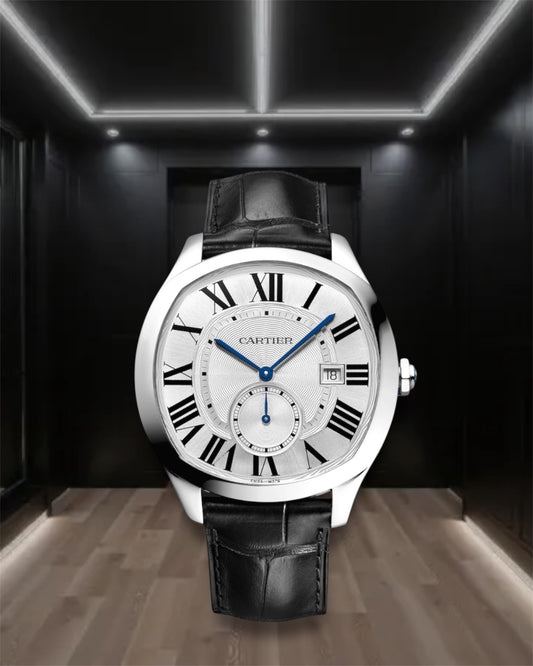 Cartier Drive De Cartier Steel Black Leather Strap 40mm
