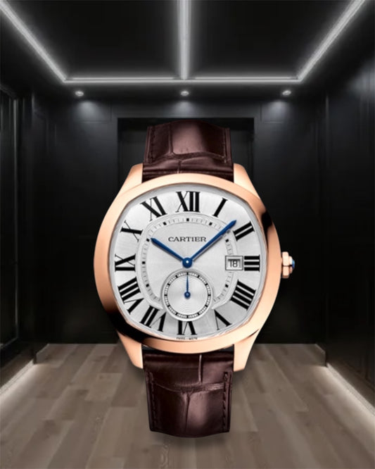 Cartier Drive De Cartier Rose Gold Brown Leather Strap 40mm