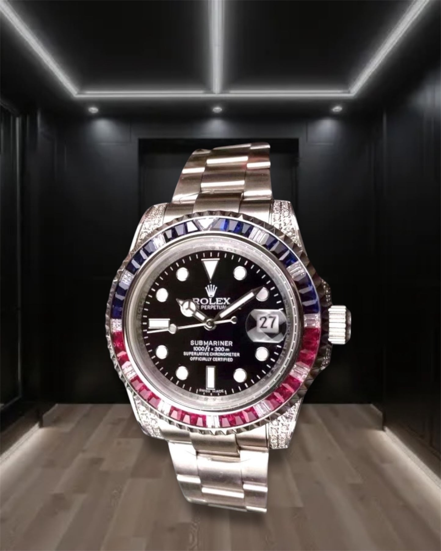 Submariner Custom Black Dial Pepsi Crystals Bezel 40mm