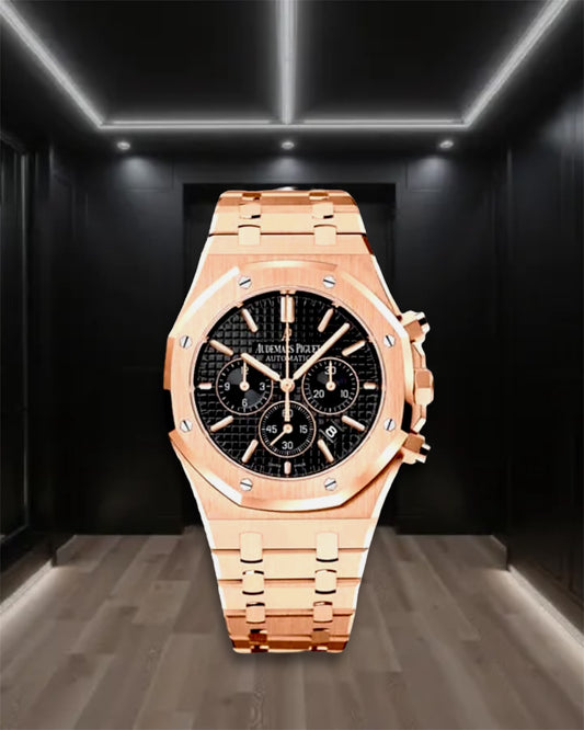 Audemars Piguet Royal Oak Chronograph Rose Gold Black Dial 41mm