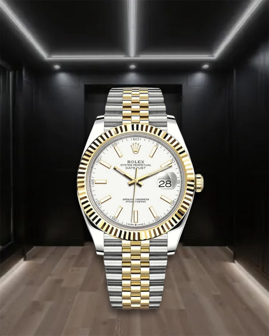 Datejust 41 Two Tone White Stick Dial Jubilee