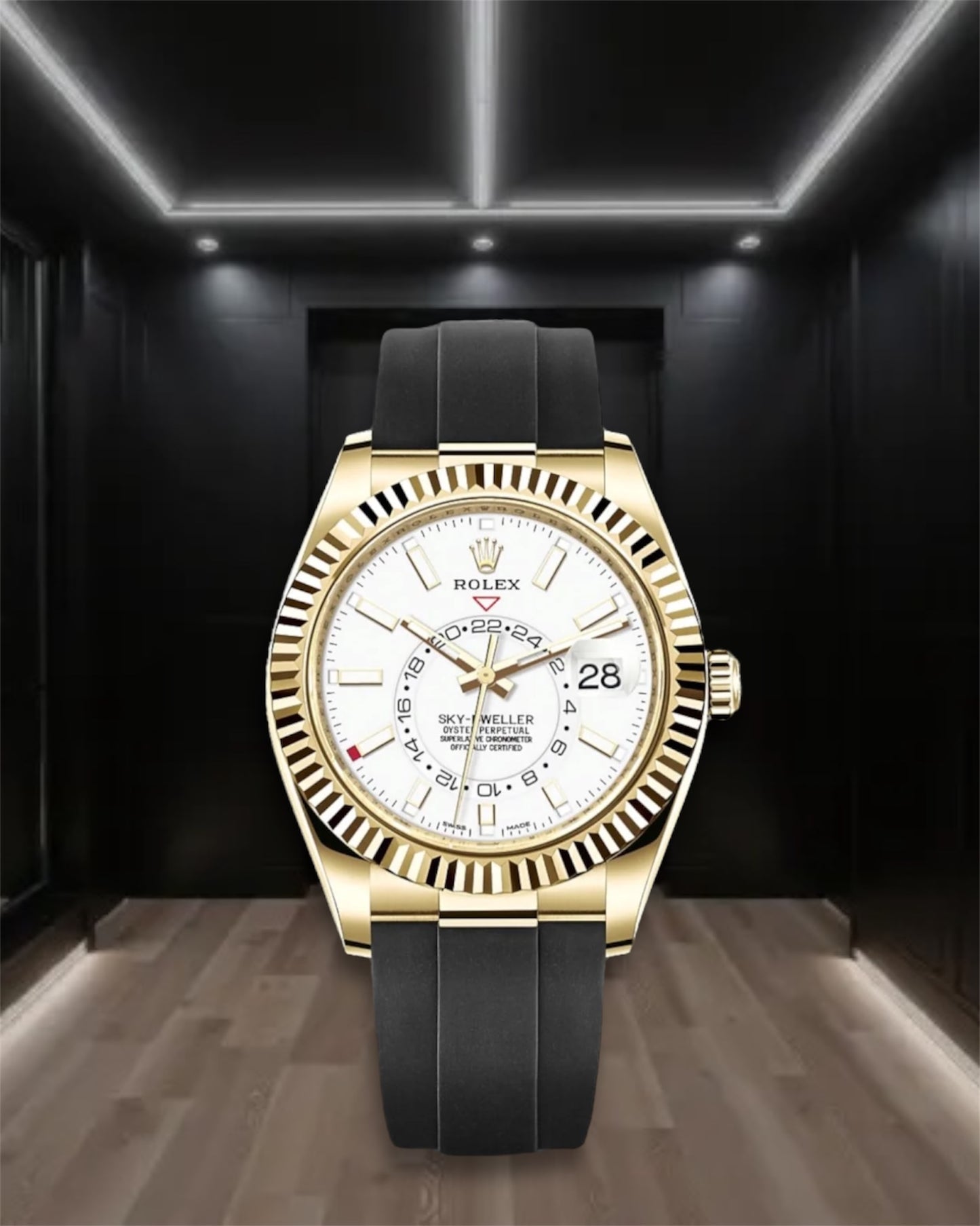 Sky Dweller Oysterflex Gold Case White Dial