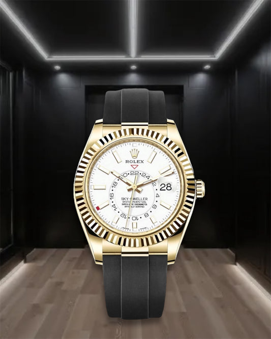 Sky Dweller Oysterflex Gold Case White Dial