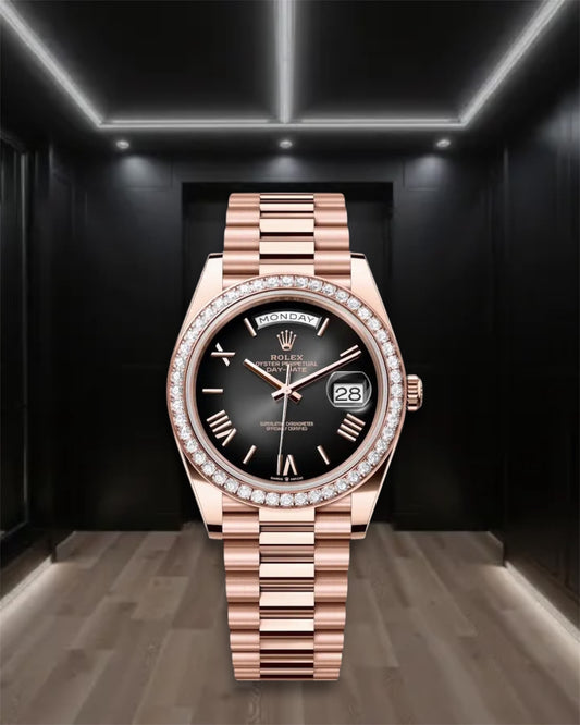 Day-Date Everose Gold Ombre Dial Crystal Bezel 40mm President 2024