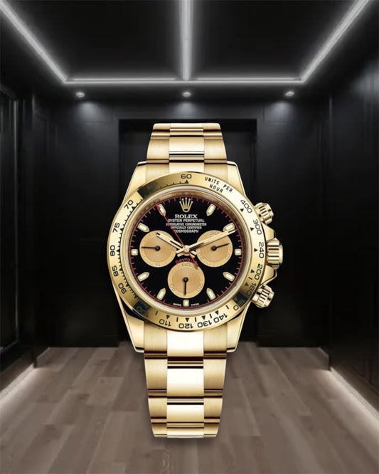 Daytona Yelloow Gold Black Dial Champagne Chronographs 40mm