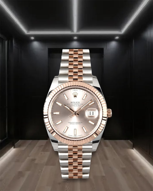 Datejust 41 Two Tone Everose Gold Sundust Dial Stick Markers Jubilee