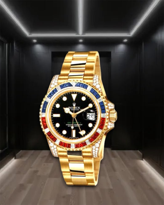 GMT-Master II Gold Black Dial "Pepsi" Crystal Bezel 40mm