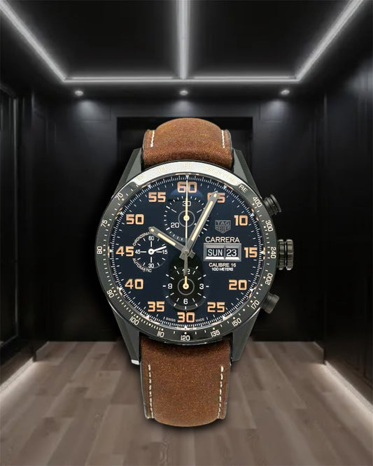 Tag Heuer Carrera Calibre 16 Chronograph Ceramic Brown Strap 43mm