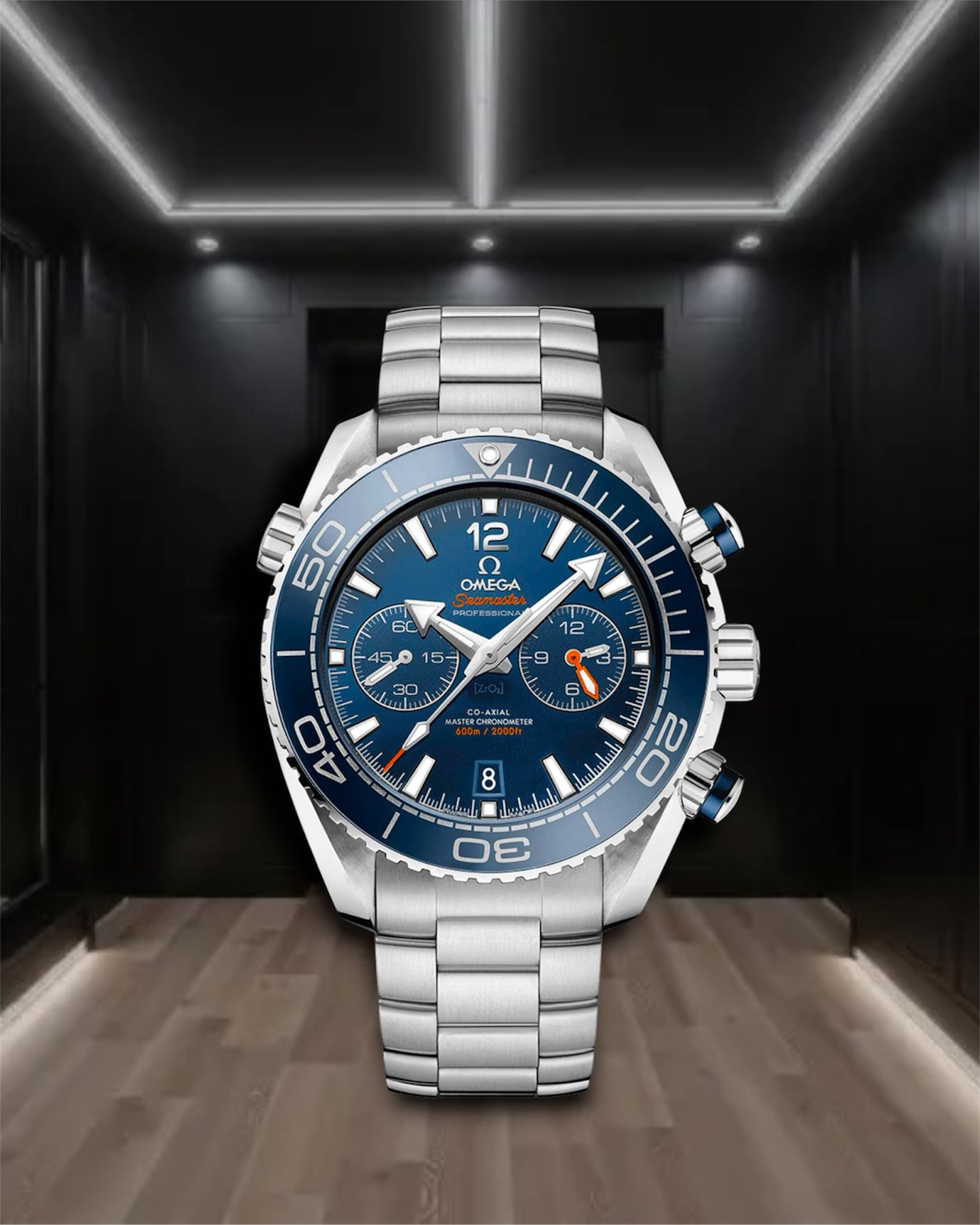 Omega Seamaster Planet Ocean 600M Co-Axial Master Chronometer Chronograph Steel Blue Dial 45.5mm