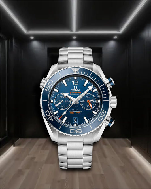 Omega Seamaster Planet Ocean 600M Co-Axial Master Chronometer Chronograph Steel Blue Dial 45.5mm