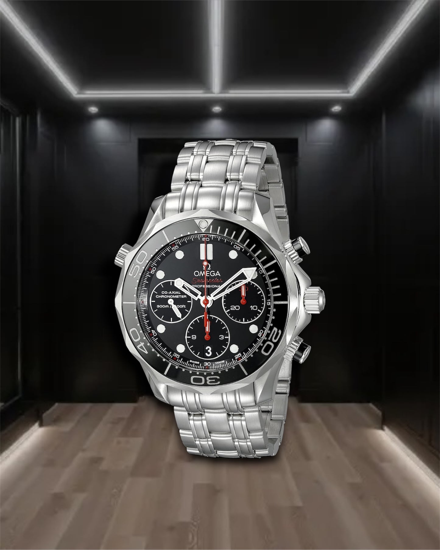 Omega Seamaster Diver 300M Co-Axial Chronograph Steel Black Dial 42mm