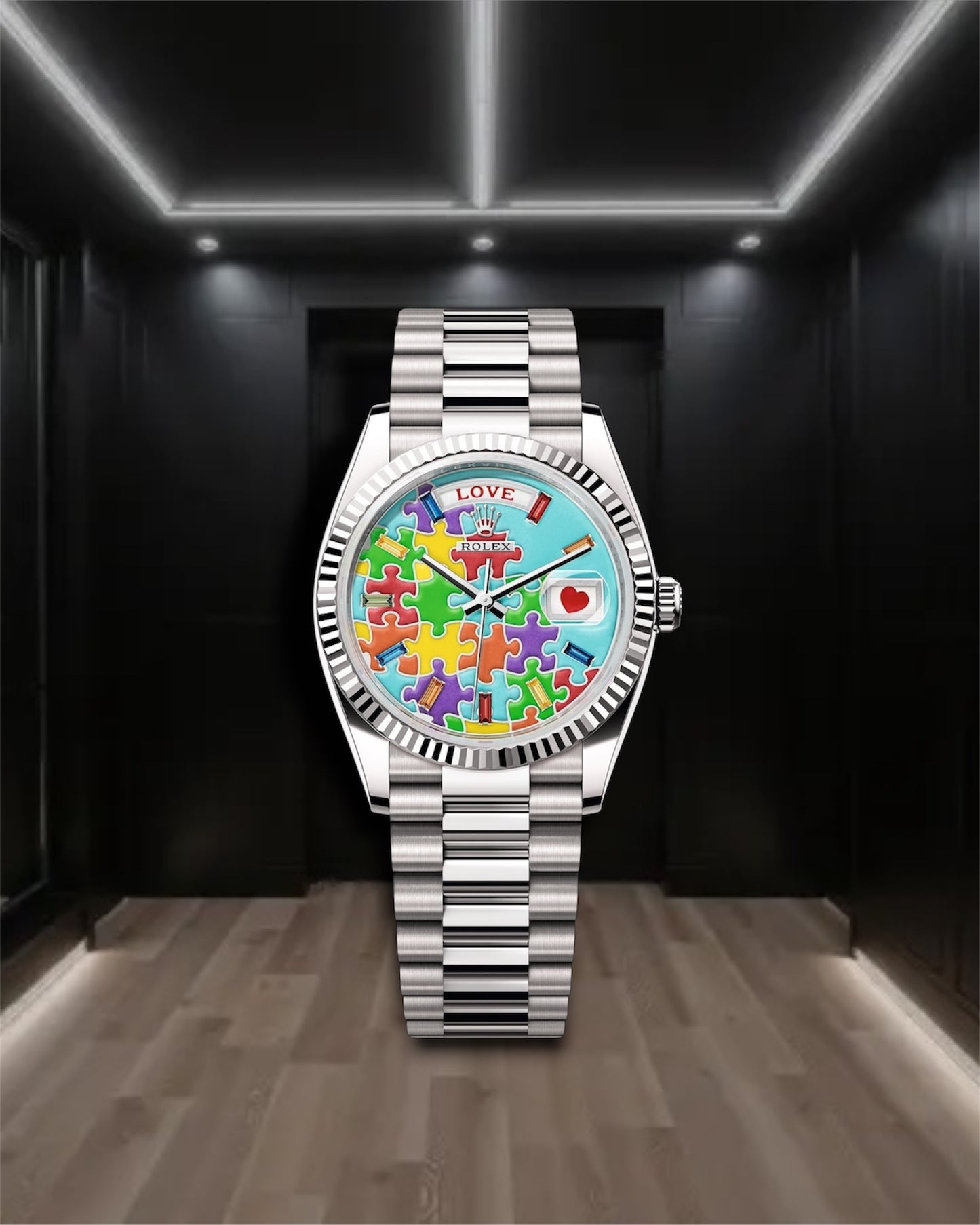 Day-Date Steel Puzzle Dial 36mm President