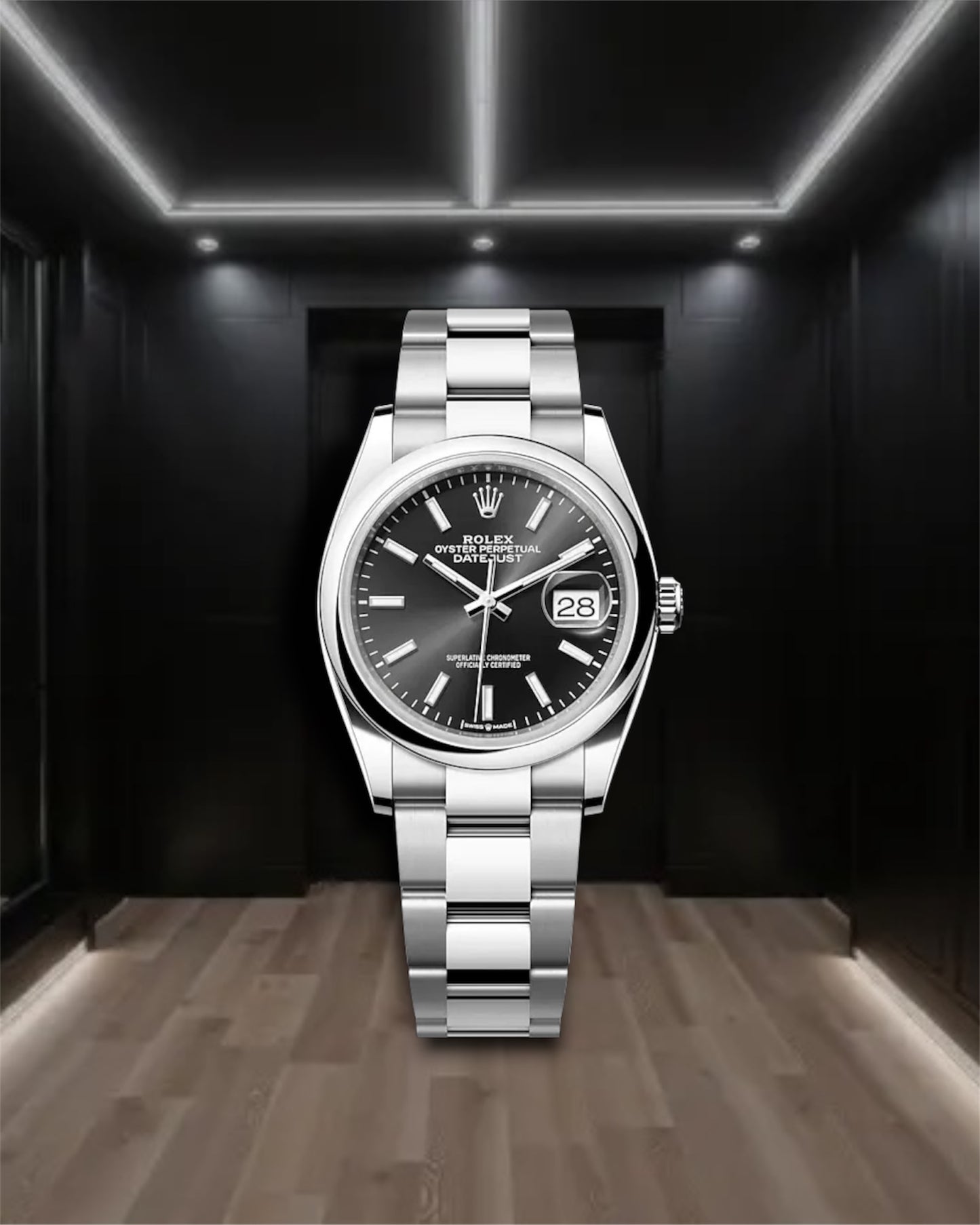 Datejust 36 Steel Black Dial Smooth Bezel Oyster