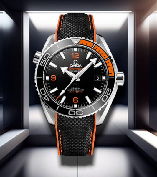 Omega Seamaster Planet Ocean 600m Steel Case Co-Axial Black/Orange Rubber Strap 43.5mm