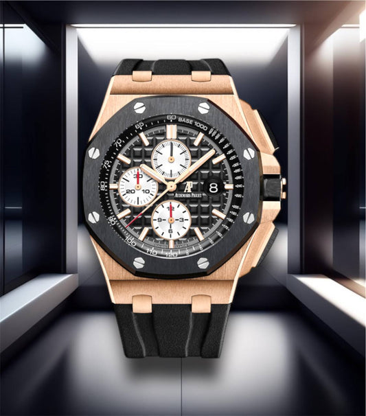 Audemars Piguet Royal Oak Offshore White Chronograph Rose Gold Black Dial 43mm 