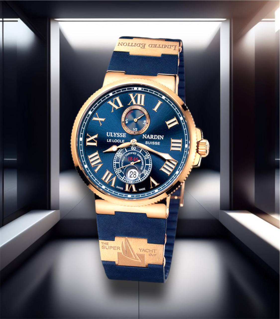 Ulysse Nardin Marine Maxi Chronometer Blue Rose Gold 43mm