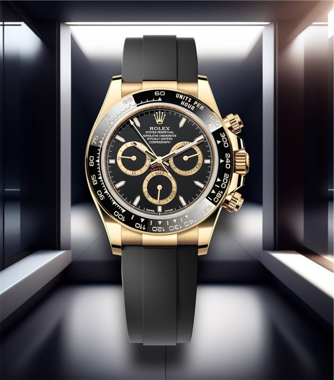 Daytona Cosmograph Oysterflex Gold Black Dial 