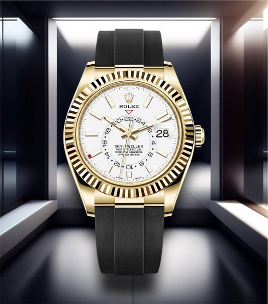 Sky Dweller Oysterflex Gold Case White Dial 42mm 