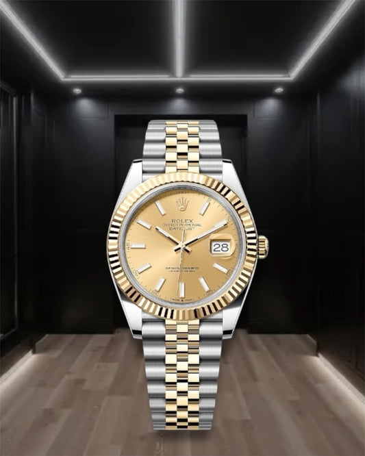 Datejust 41 Fluted Two Tone Champagne Dial Jubilee