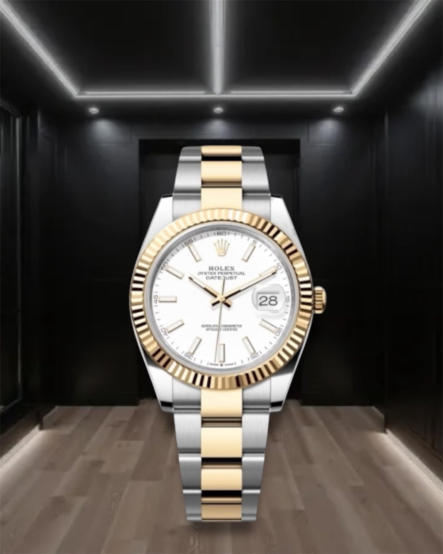 Datejust 41 Two Tone White Stick Dial Oyster